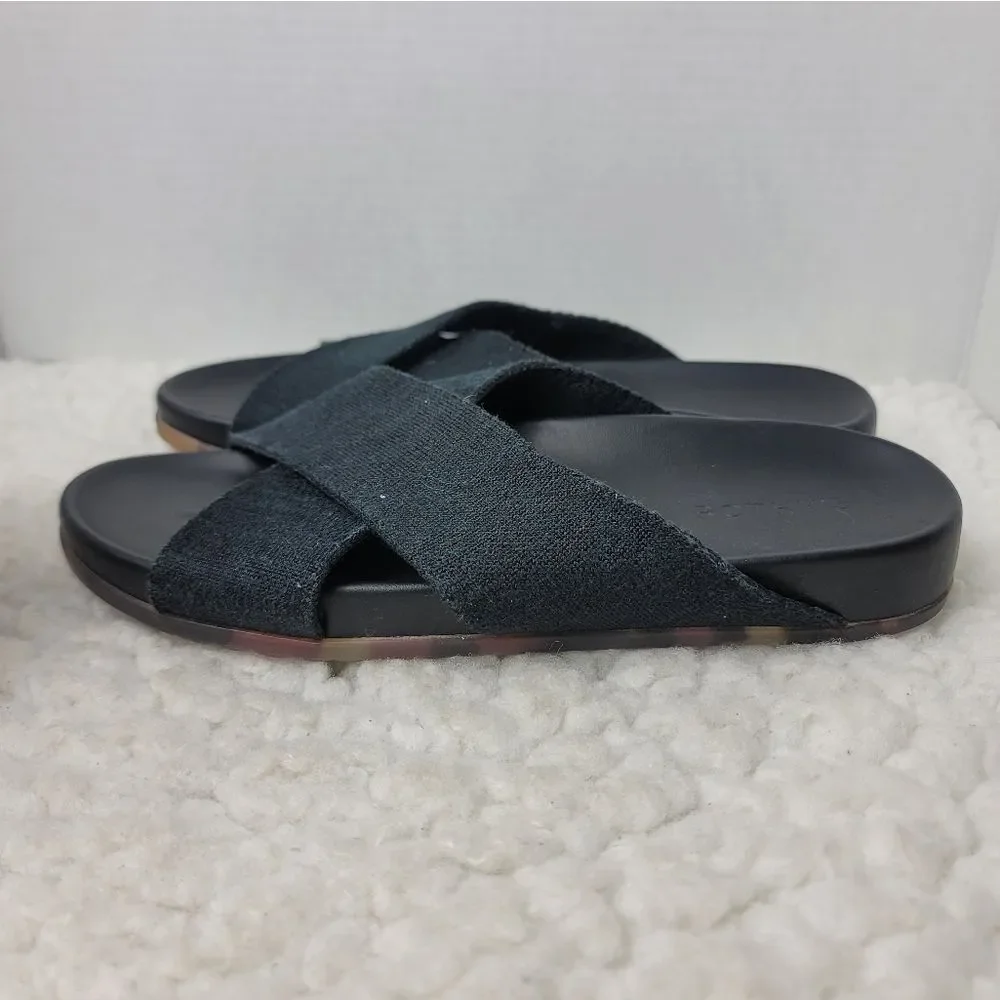 Rothy's The Weekend Womens Slide Size 9.5  Black Cross Hemp Straps Sandals